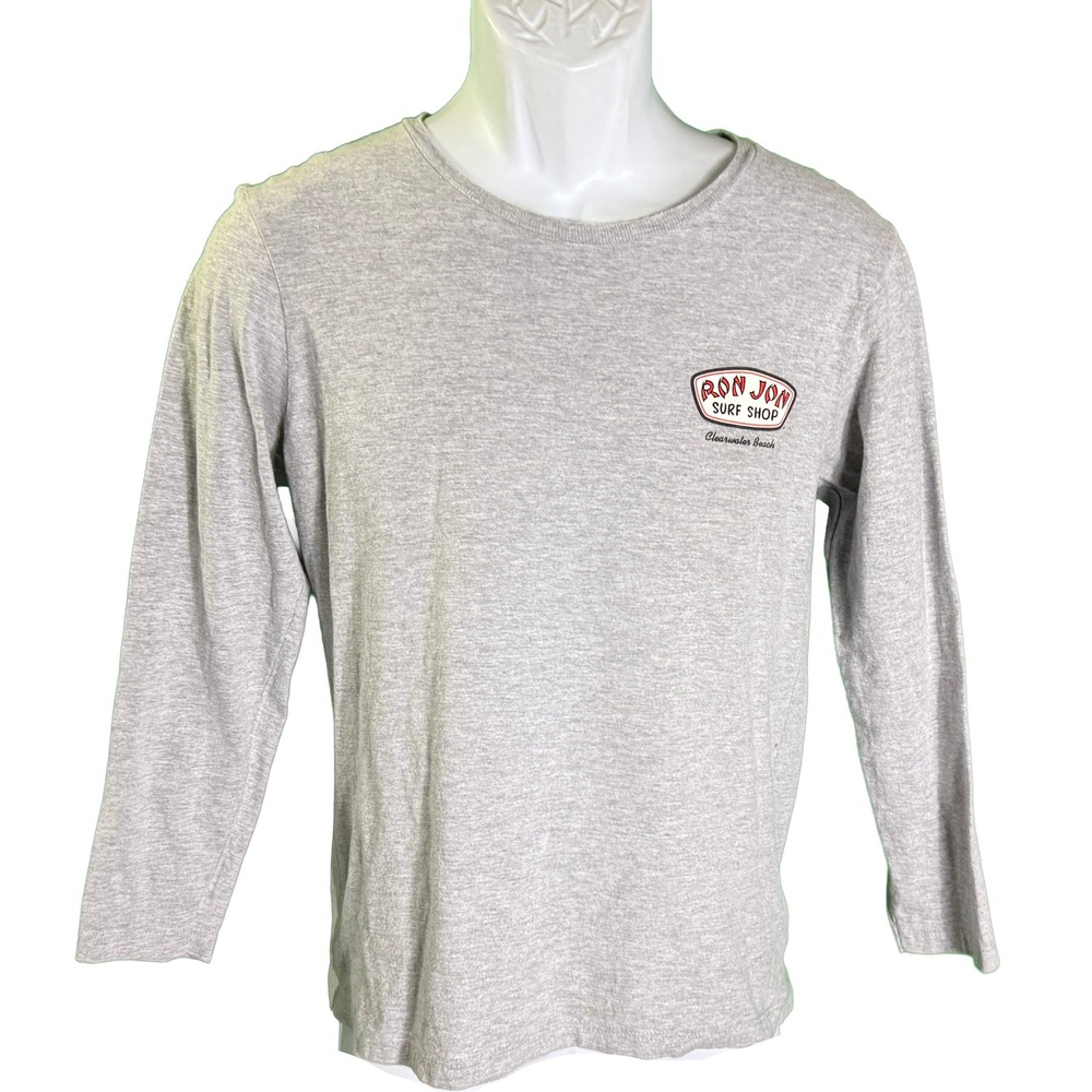 Ron Jon Surf Shop T-Shirt Womens Small Gray Clearwater Beach Long Sleeve